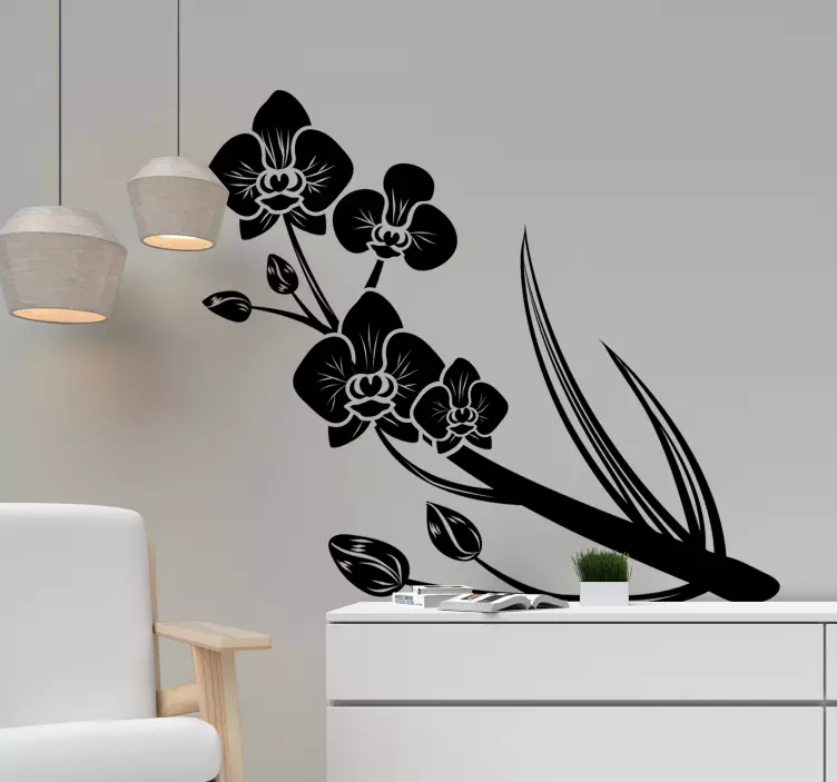 Adesivo fiore elegante ramo di orchidea - TenStickers