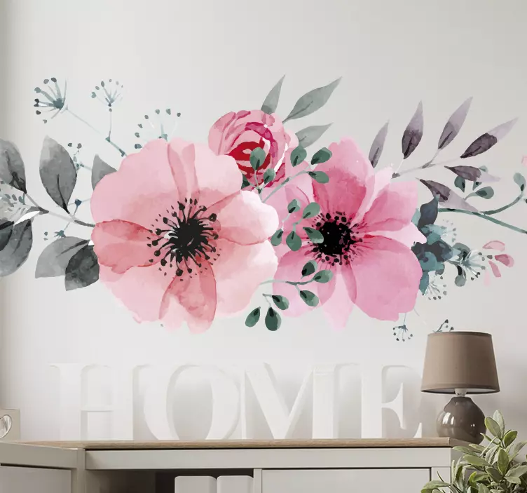 Adesivo floreale rose acquarello - TenStickers
