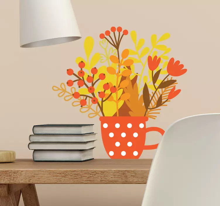 Adesivo floreale vaso autunnale - TenStickers