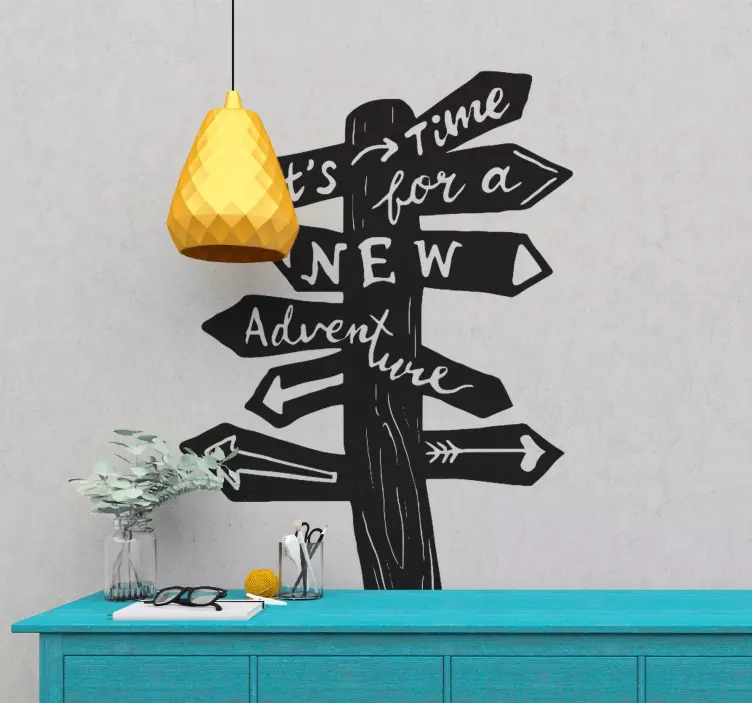 Adesivo frase insegna nuova avventura - TenStickers