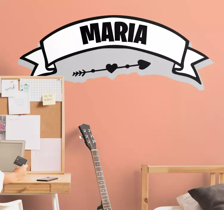 Adesivo murale ragazzi striscione con nome personalizzato - TenStickers