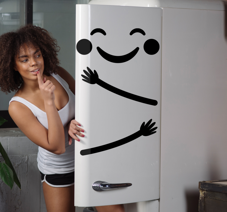 Adesivo per frigo abbraccio viso sorridente - TenStickers