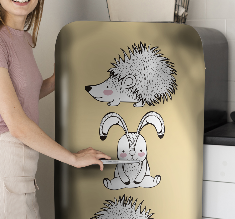 Adesivo per frigo illustrazione di coniglio riccio - TenStickers