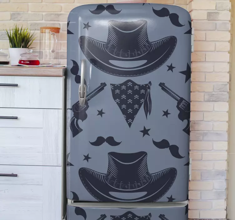 Adesivo per frigo modello cowboy blu - TenStickers
