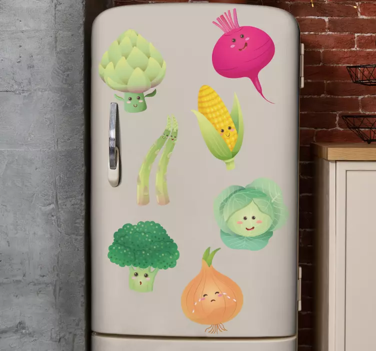 Adesivo frigo Personaggi vegetali divertenti - TenStickers