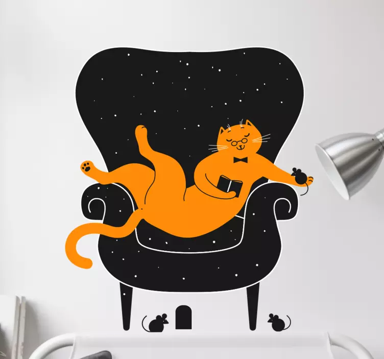 Adesivo gatto arancione rilassato - TenStickers