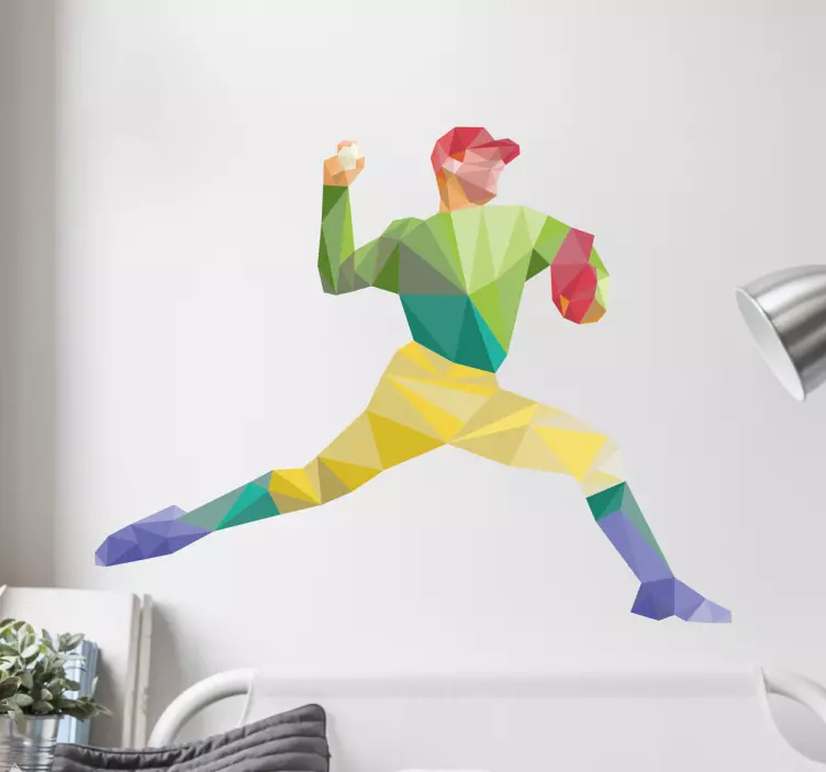 Adesivo giocatore baseball geometrico - TenStickers