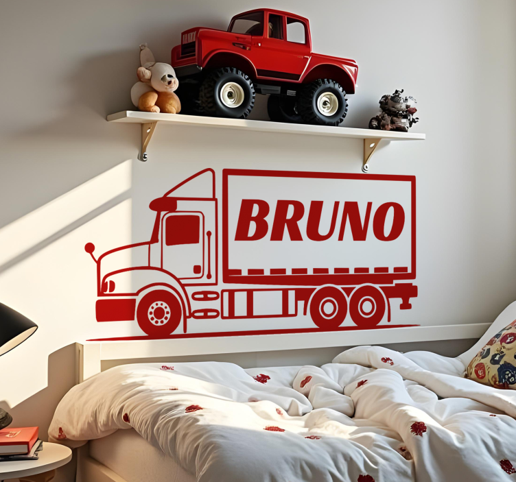 Adesivo murale bambini camion con nome - TenStickers