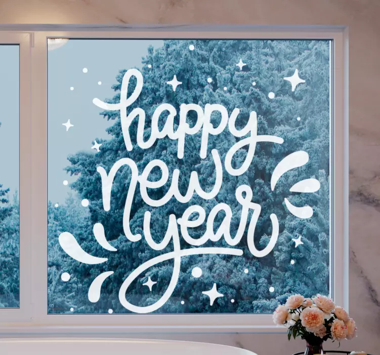 Adesivo natalizio saluto di buon anno gioioso - TenStickers