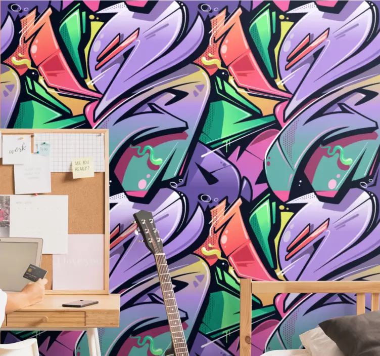 Adesivo murale ragazzi graffiti astratti vibranti - TenStickers
