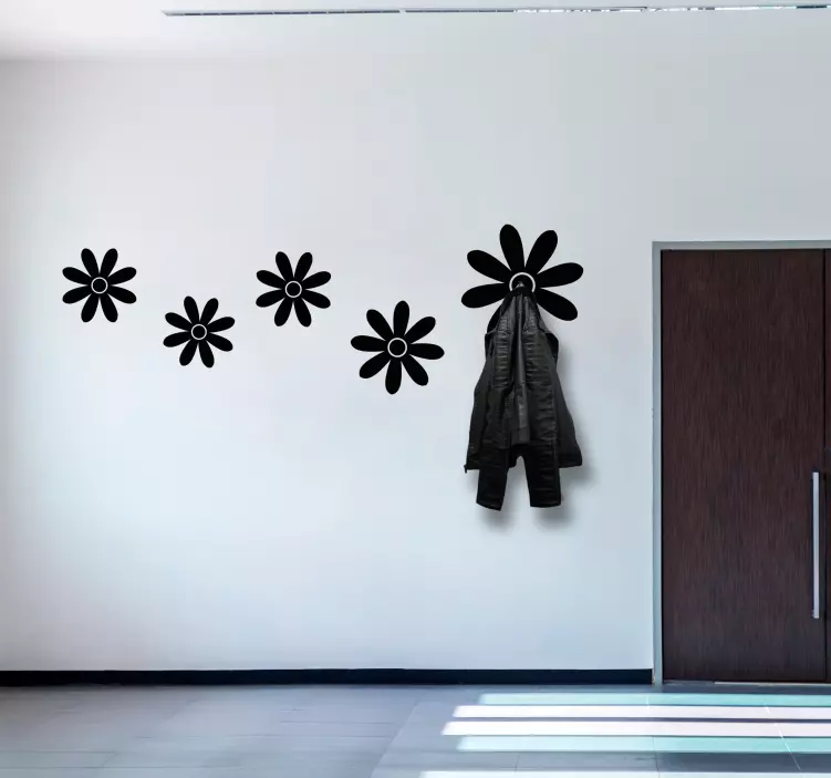 Adesivo gruccia composizione floreale con ganci - TenStickers