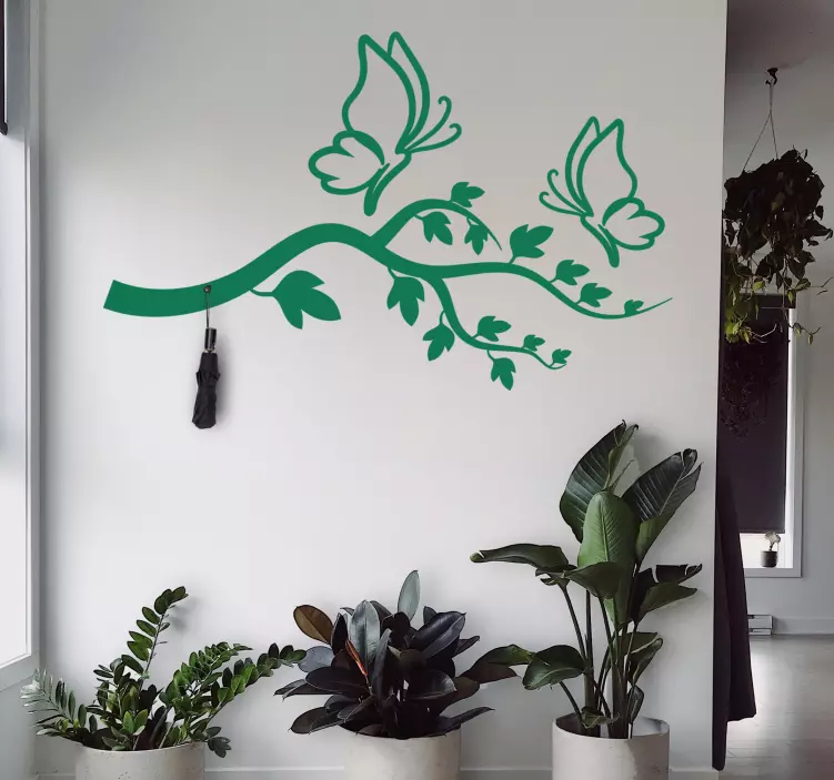 Adesivo gruccia farfalle sul ramo - TenStickers
