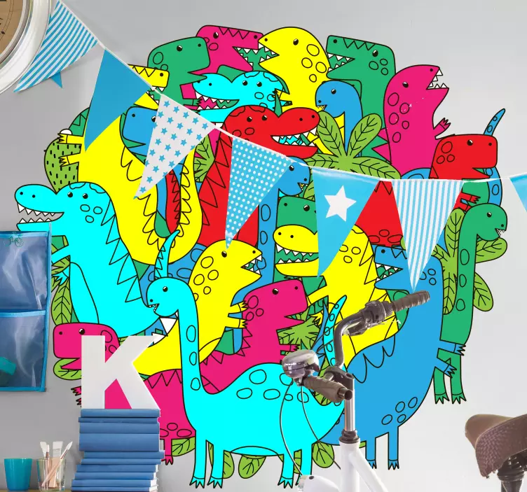Adesivo gruppo di dinosauri colorati - TenStickers