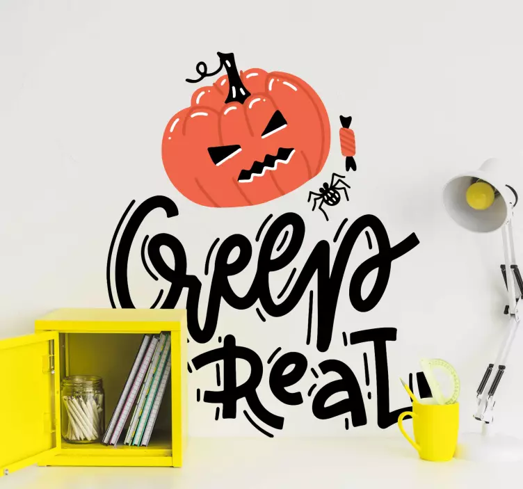 Adesivo Halloween disegno di zucca inquietante - TenStickers