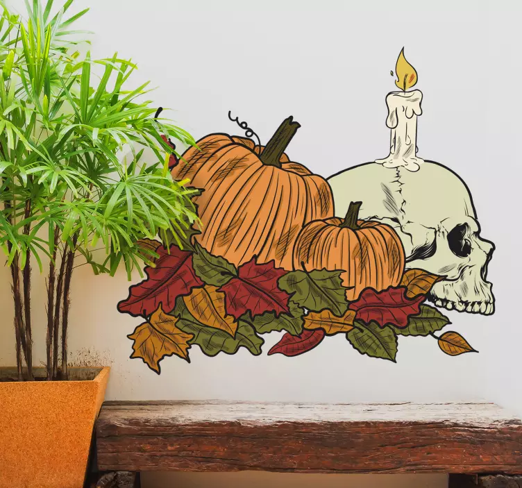 Adesivo Halloween disegno zucca e teschio - TenStickers