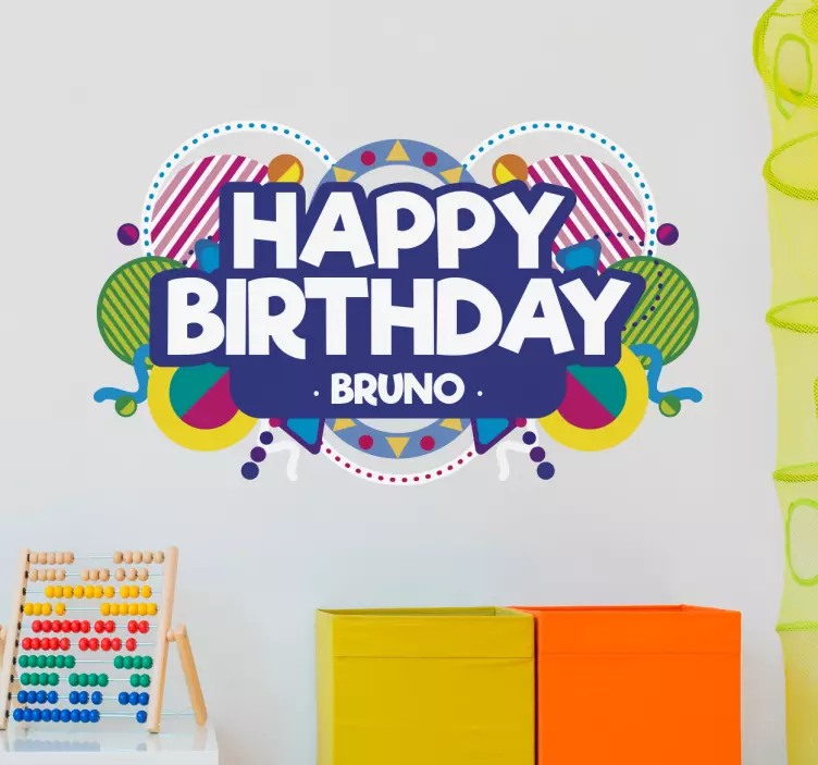 Adesivo happy birthday personalizzabile - TenStickers