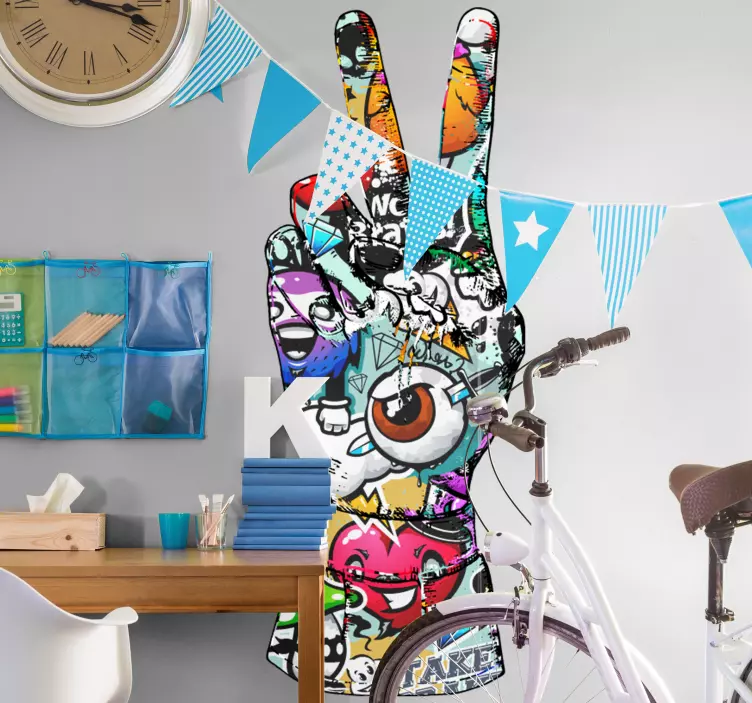 Adesivo heavy metal mano della pace colorata - TenStickers