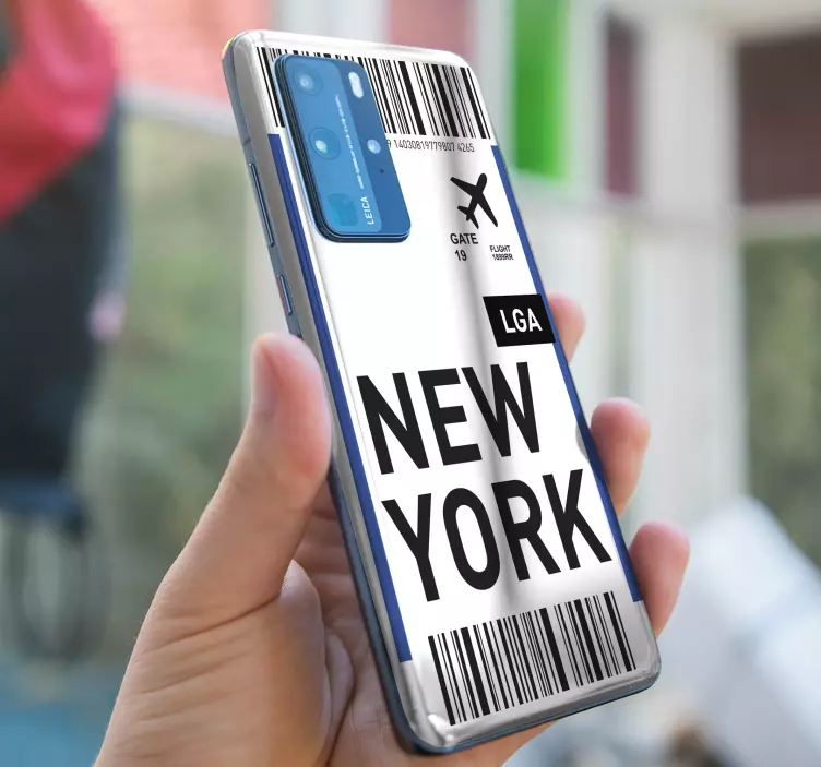 Adesivo Huawei carta d'imbarco di new york - TenStickers