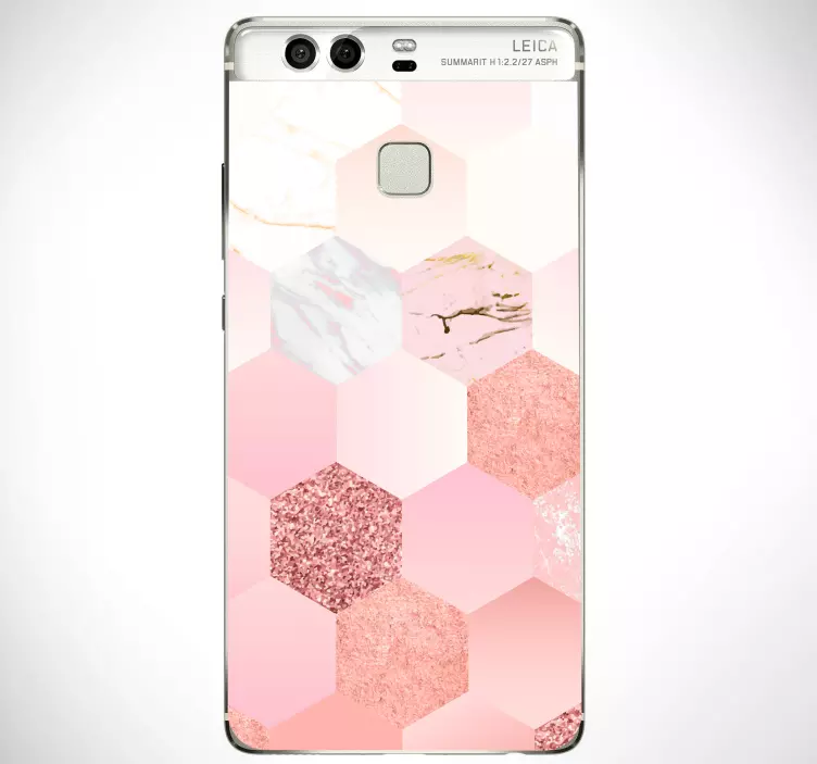 Adesivo Huawei motivo esagonale rosa - TenStickers