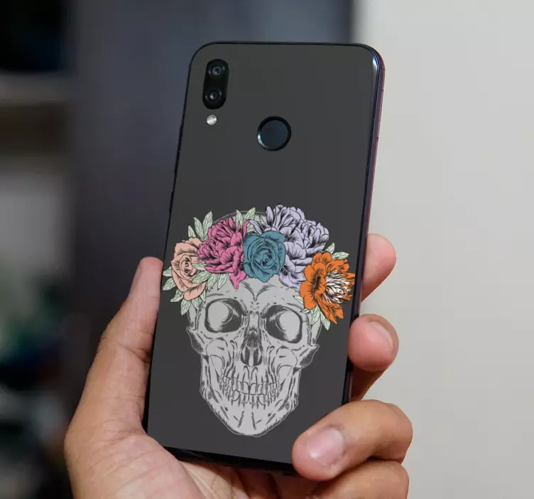 Adesivo Huawei motivo floreale del teschio - TenStickers