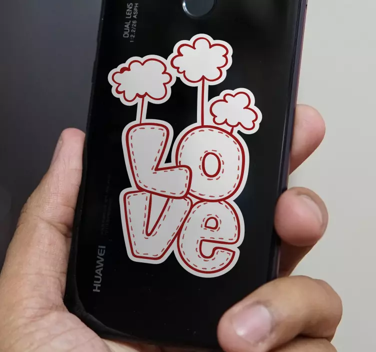 Adesivo Huawei nuvole sopra il testo d'amore - TenStickers