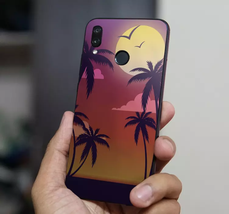 Adesivo Huawei paesaggio tropicale al tramonto - TenStickers