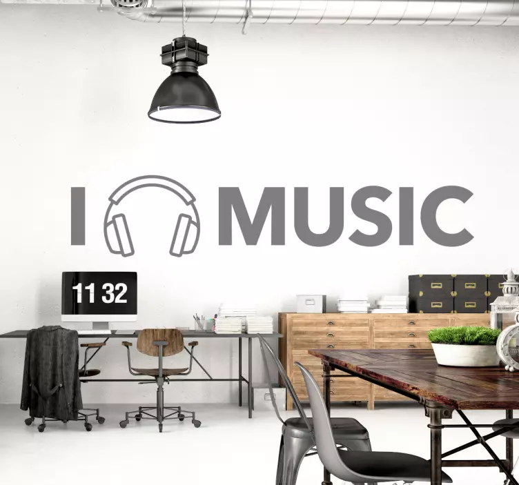 Adesivo I love music auricolari - TenStickers