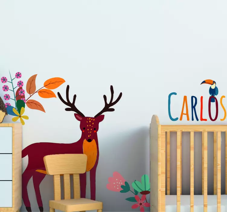 Adesivo illustrazione di cervo personalizzabile - TenStickers