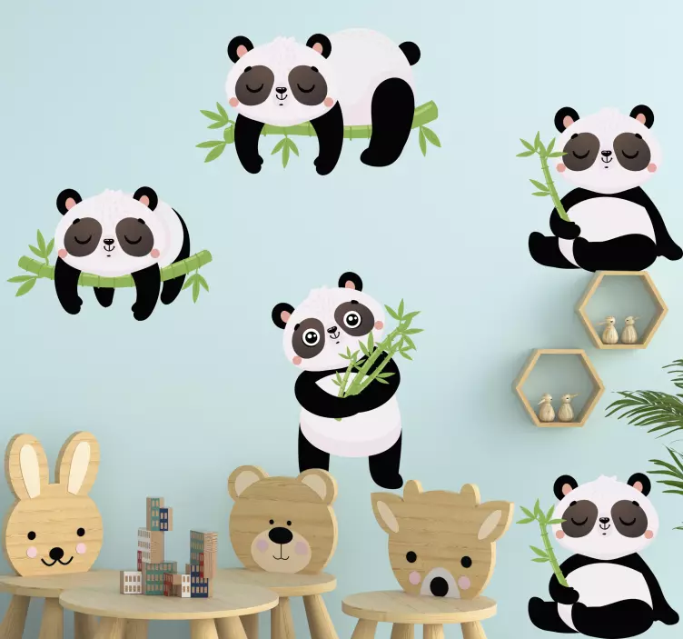 Adesivo illustrazioni di panda carini - TenStickers