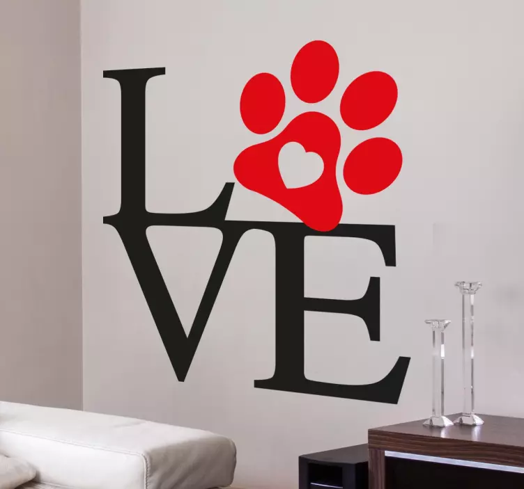 Adesivo impronta di zampa di cane love - TenStickers