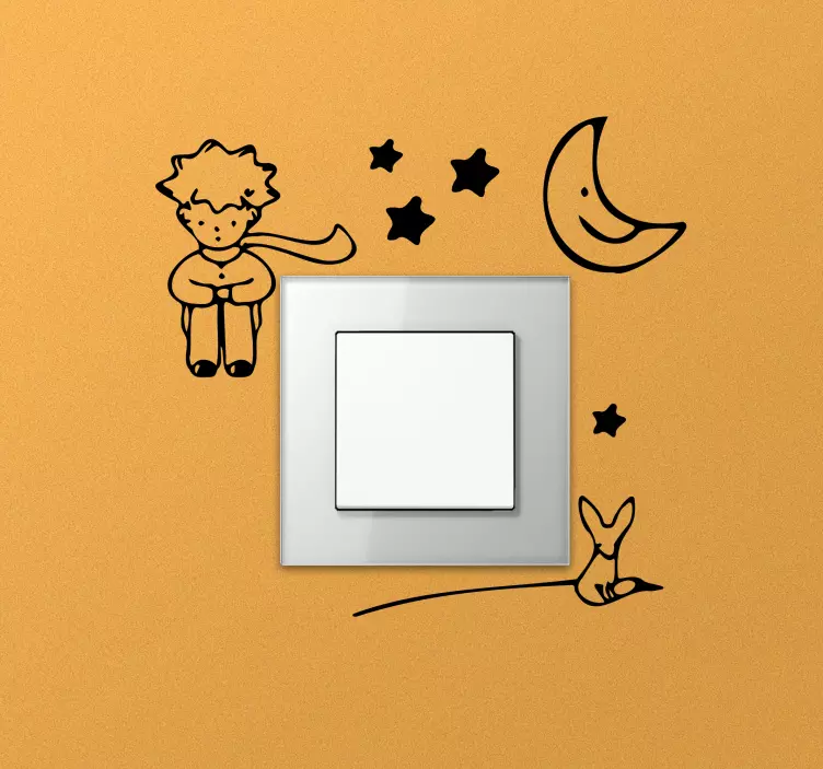 Adesivo interruttore bambino seduto con la luna - TenStickers