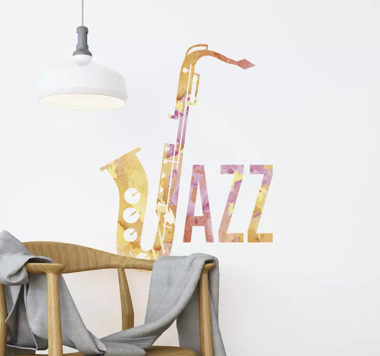 Adesivo Jazz con sassofono ad acquerello - TenStickers