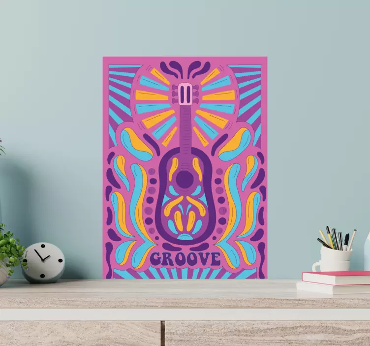 Adesivo località arte di chitarra colorata - TenStickers