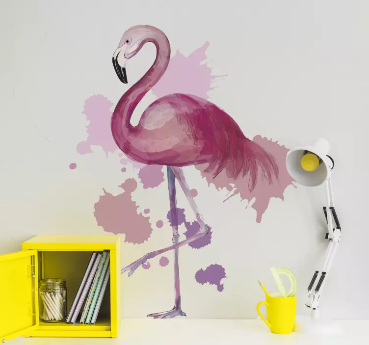 Adesivo località arte splash flamingo - TenStickers