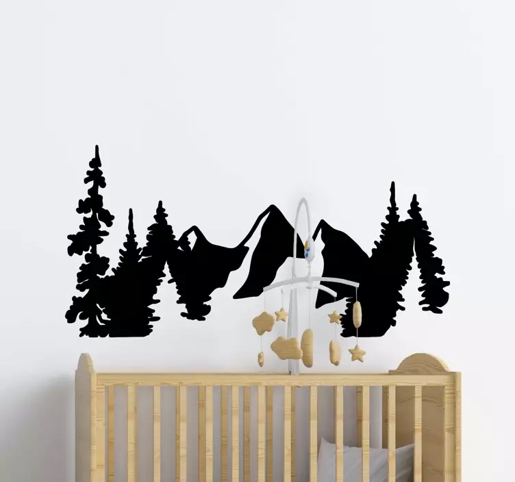 Adesivo località silhouette di foresta montuosa - TenStickers