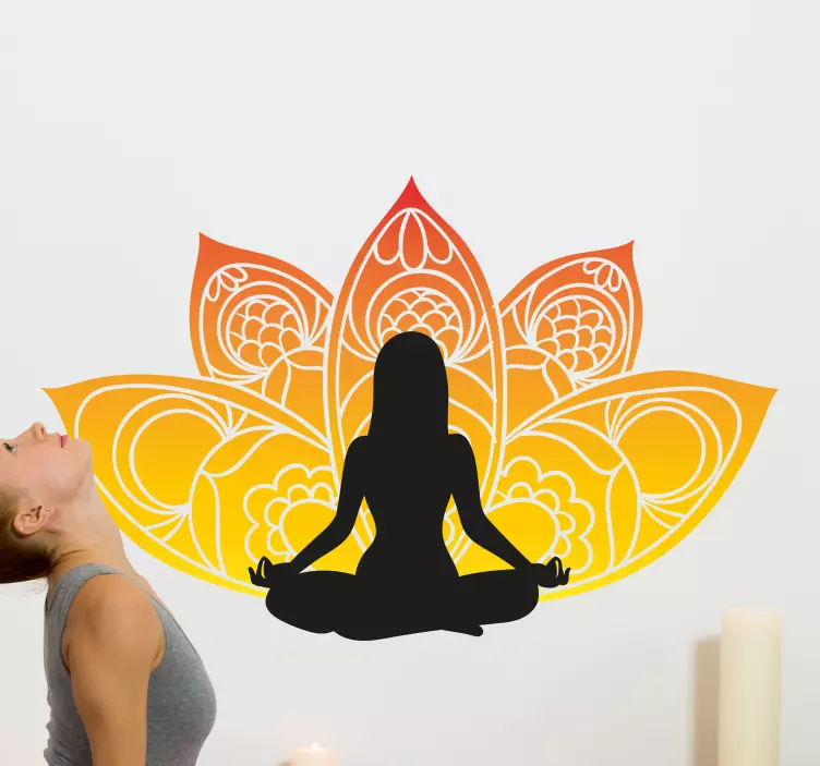 Adesivo località silhouette di loto per meditazione - TenStickers