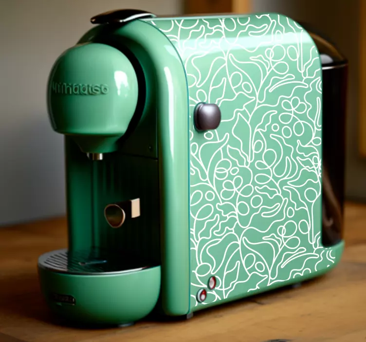 Adesivo macchinetta del caffè stile floreale - TenStickers