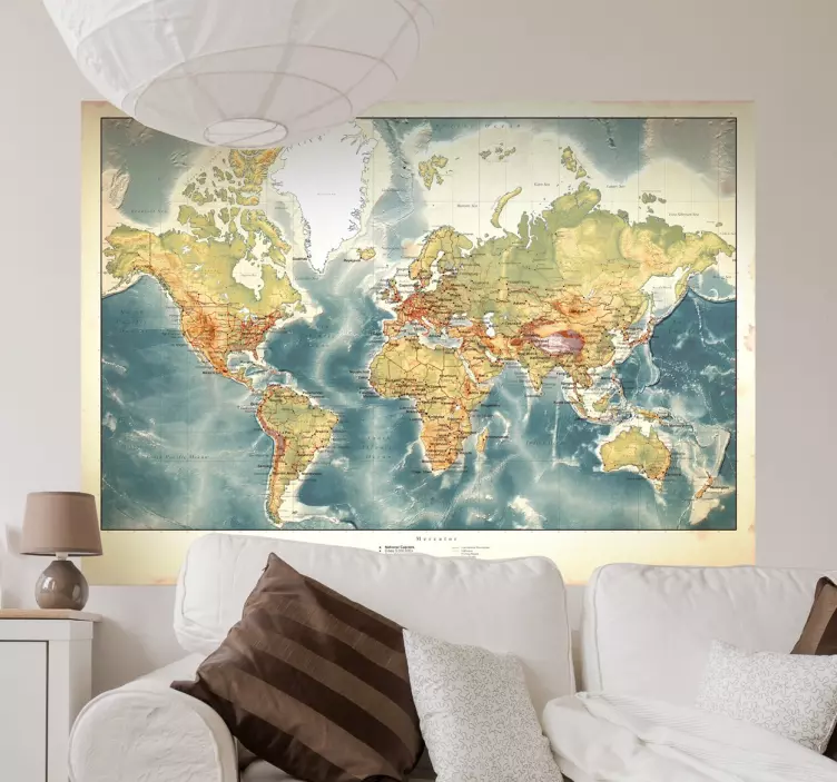 Adesivo mappa del mondo stile antico - TenStickers