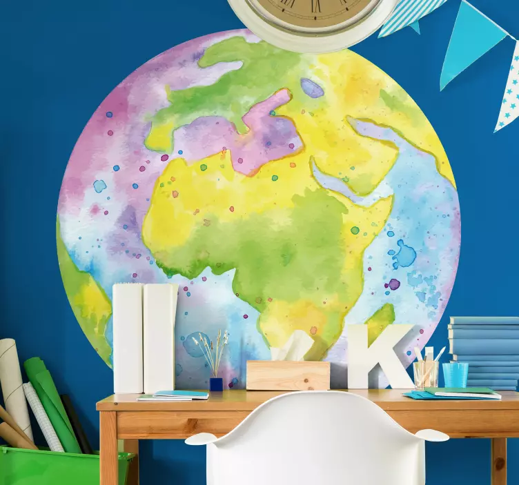 Adesivo mappamondo mappa colorata del mondo - TenStickers