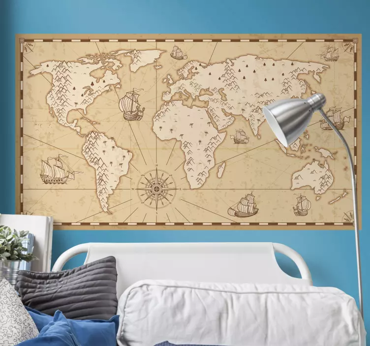 Adesivo mappamondo mappa del mondo d'epoca - TenStickers