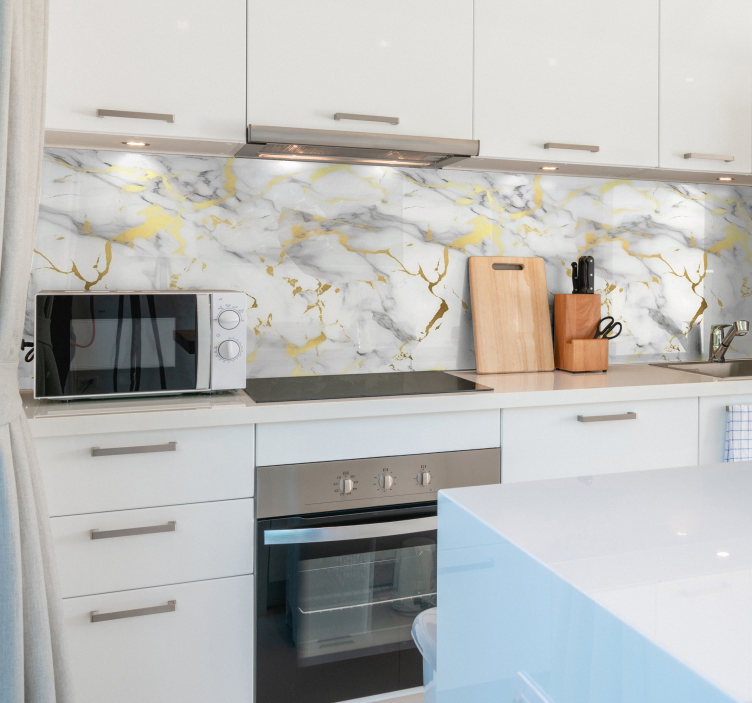Sticker marmo bianco con venature dorate - TenStickers