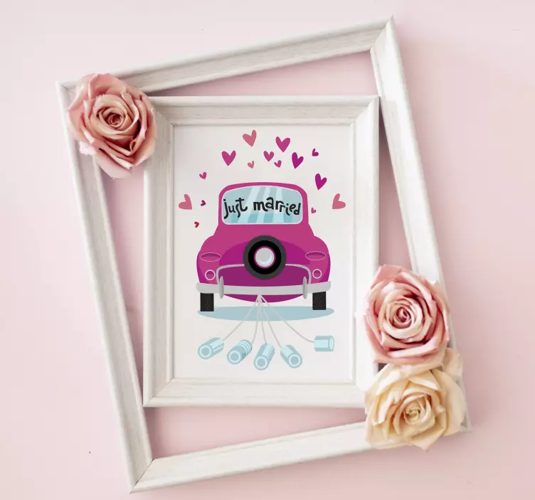 Adesivo matrimonio auto d'epoca per matrimoni - TenStickers