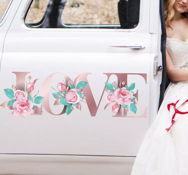 Adesivo matrimonio per auto con scritta love - TenStickers