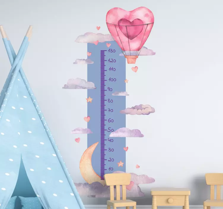 Adesivo metro bambini misuratore palloncino cuore - TenStickers