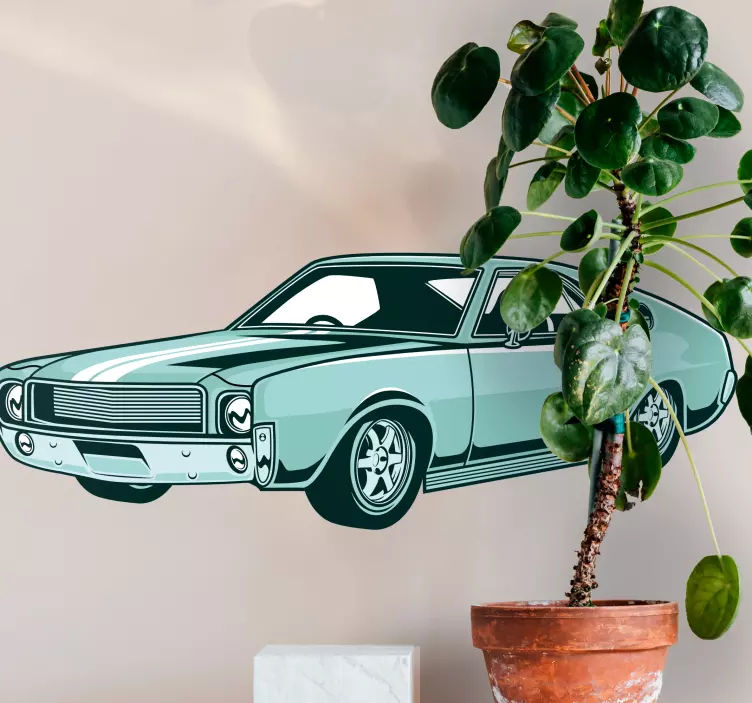 Adesivo murale rugby automobile retrò senza tempo - TenStickers