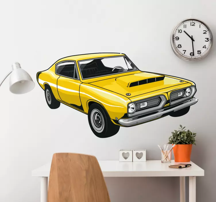 Adesivo murale rugby giallo vintage - TenStickers