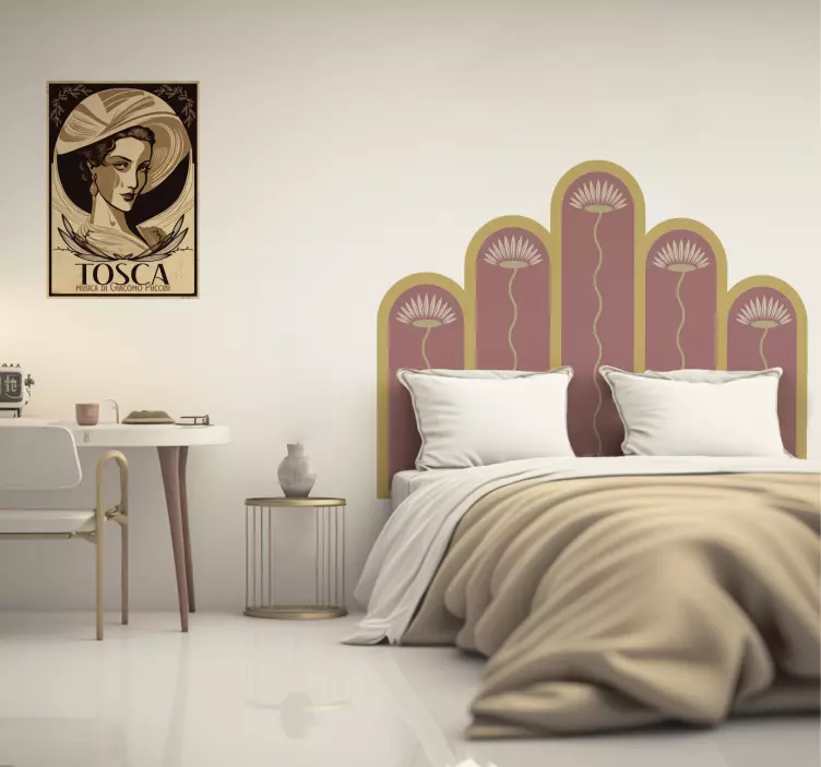 Adesivo murale a stile art deco e floreale - TenStickers