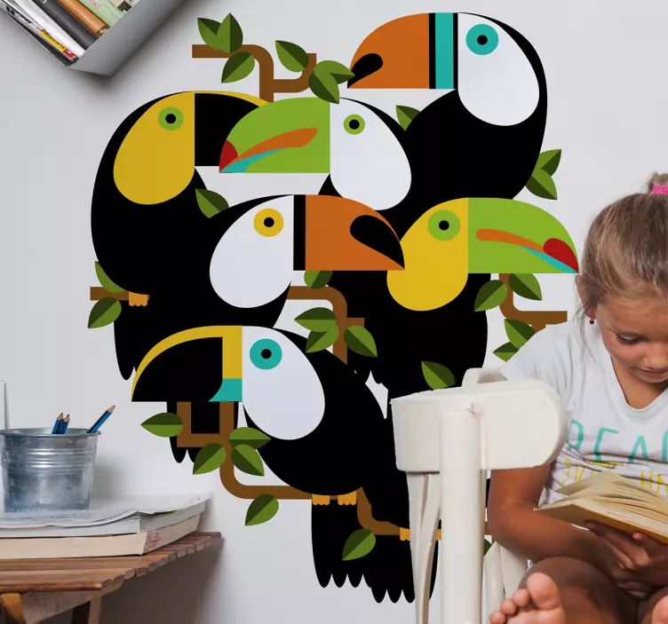 Adesivo murale alberi e animali della giungla - TenStickers