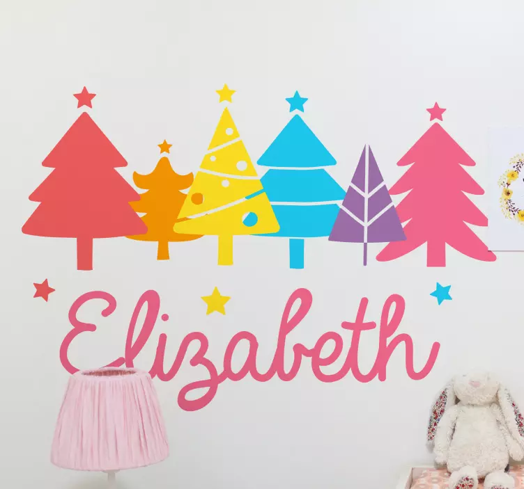 Adesivo murale albero alberi di natale colorati - TenStickers