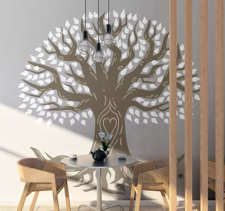 Adesivo murale albero albero con simbolo di cuore - TenStickers